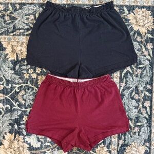 Casual Elastic Waist Shorts - Black & Burgundy